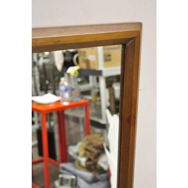 Vintage Mid Century Modern Sculpted Walnut Rectangular Modernist Wall Mirror For Sale In Philadelphia - Image 6 of 10