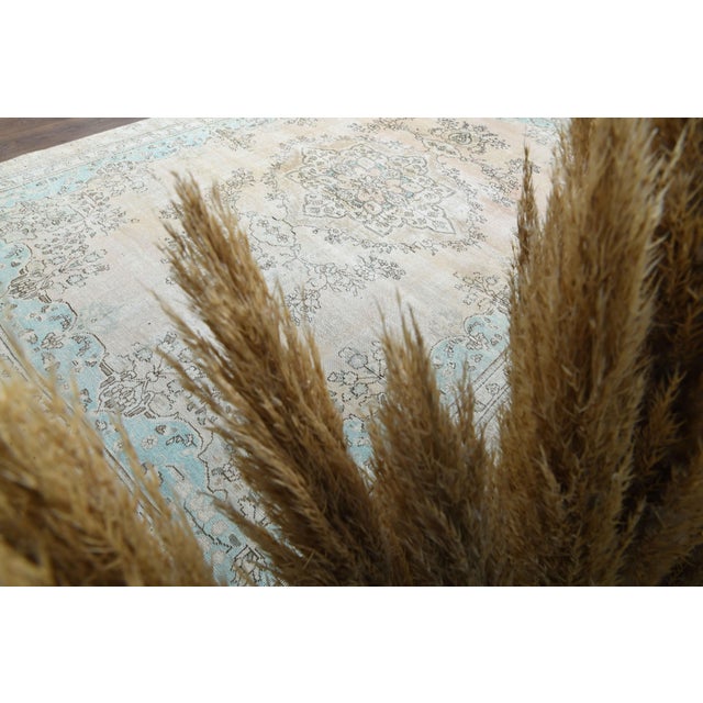 1970s Vintage Persian Handmade Wool Cotton Beıge Area Rug For Sale - Image 9 of 11