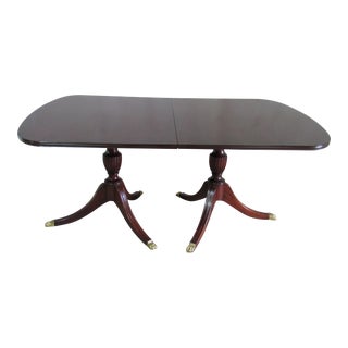 Henkel Harris Dining Room Table Mahogany Pedestal Claw Feet Leaves For Sale