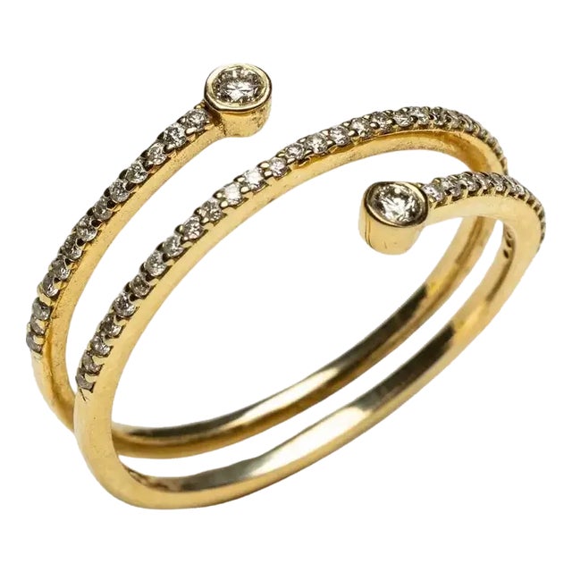 18k Gold Triple Band of Pave` Set Diamonds, Size 7 For Sale