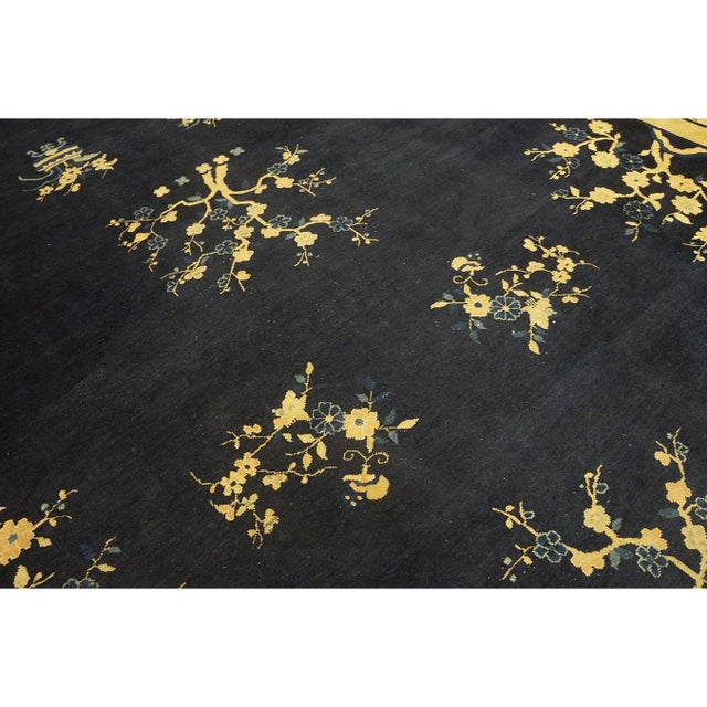 Hand Knotted Pile Wool 1920s Blue Antique Rectangle Large Rug, Circa Date: 1920s. This magnificent example of early 20th-...