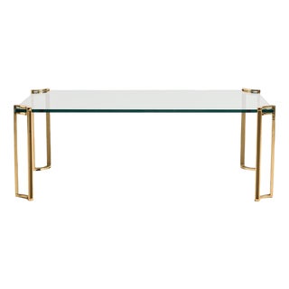 Vintage Brass and Glass Coffee Table, 1970s For Sale