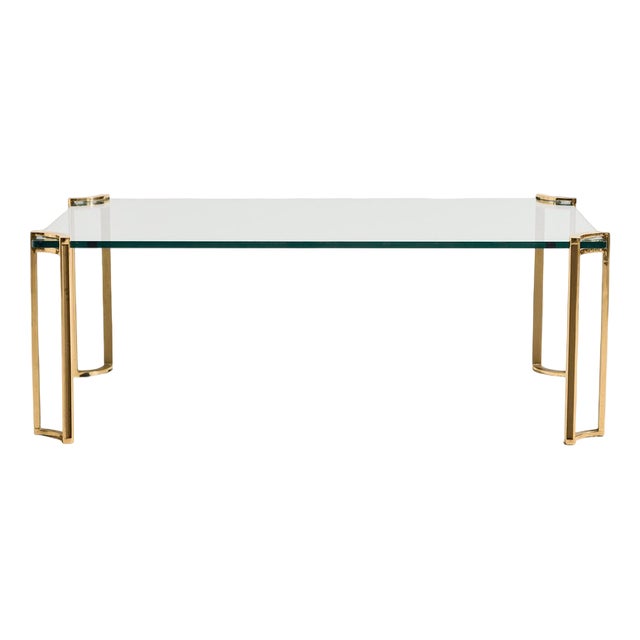 Vintage Brass and Glass Coffee Table, 1970s For Sale