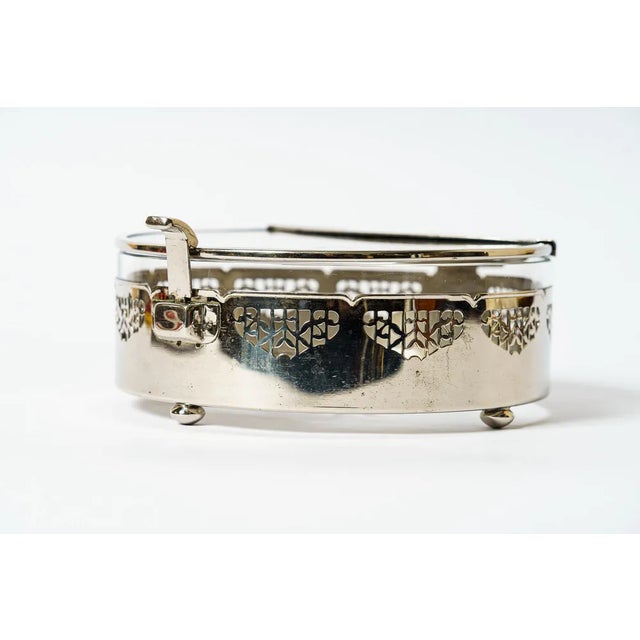 Art Deco nickel- plated with cut glass centerpiece vienna around 1920s Original condition Original glass.