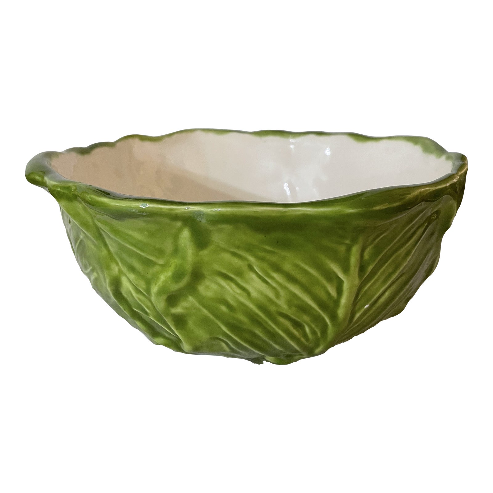 1976 Duncan Enterprises Glazed Ceramic Cabbage Leaf Bowl Chairish