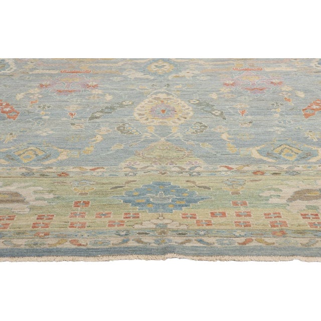 Light Blue Persian Sultanabad Rug - 12'10 X 16'06 For Sale - Image 4 of 9
