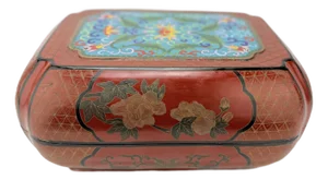 Chinese Cloisonne Mounted Red & Black Lacquer Box