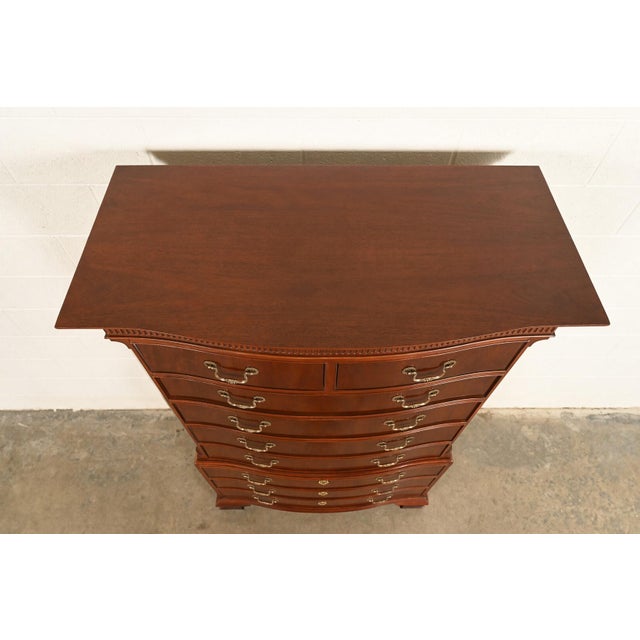 Brown Baker Furniture Georgian Carved Mahogany Nine-Drawer Highboy Dresser, Circa 1980s For Sale - Image 8 of 14