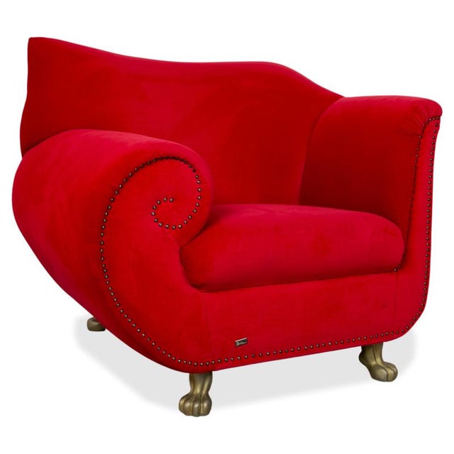 Gaudi Armchair in Red Velvet with Lions Paws from Bretz For Sale - Image 13 of 13
