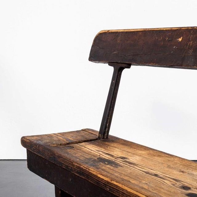 English Cast Metal and Pitch Pine Railway Bench, 1940s For Sale - Image 4 of 10