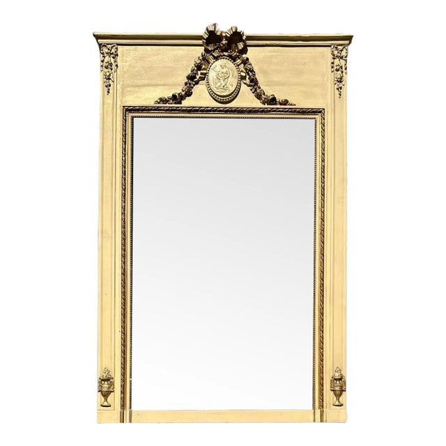 19th Century French Neoclassical Painted Trumeau Ca. 1870 For Sale