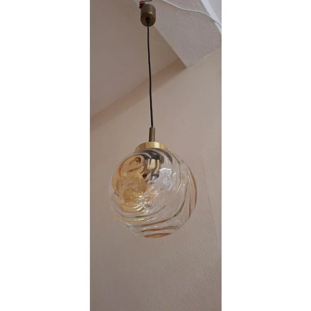 Vintage Ceiling Lamp on Brass Mount, 1970s For Sale - Image 6 of 7