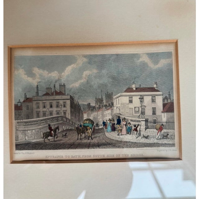 A charming and increasingly uncommon suite of four original antique hand-colored architectural engravings depicting some...