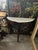 1970s Dark Wooden Oval Mirror and Console Table With Marble Top Pair For Sale - Image 10 of 11