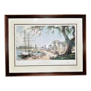 John Stobart Signed Numbered Limited Edition Print, "Georgia Waterfront", Framed For Sale