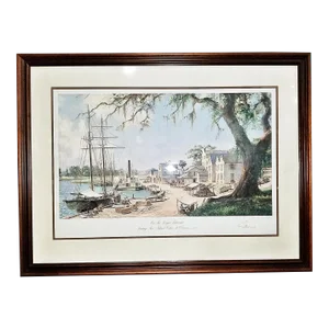 John Stobart Signed Numbered Limited Edition Print, "Georgia Waterfront", Framed