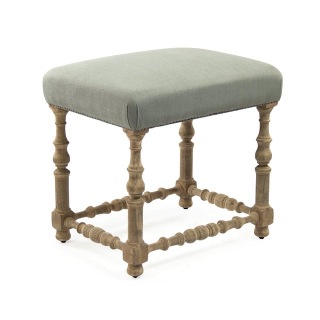 The Giselle Counter Stool from Zentique is a French country backless counter stool with a seafoam green raw silk padded...