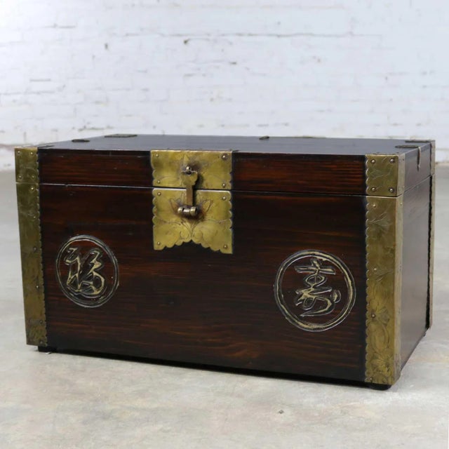 Antique Korean Trunk Chest or Box Circa 1920s With Luck and Longevity Characters For Sale - Image 13 of 13