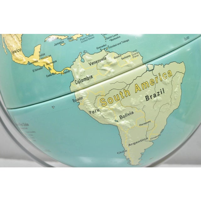 Vintage Nystrom 16" Large Sculptural Relief Classroom Double Axis World Globe For Sale - Image 15 of 17