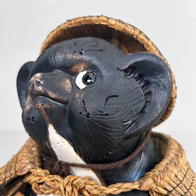 Ceramic Vintage Tanuki with Straw Accessories, Japan, 1960s For Sale - Image 7 of 14