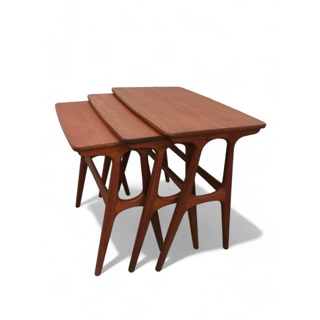 Nesting Table in Teak by Johannes Andersen for CFC Silkeborg, Denmark, 1960s, Set of 3 For Sale - Image 3 of 16