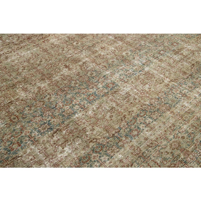 Antique Persian Mahal Oversized Wool Rug in Blue With Allover Design For Sale - Image 10 of 11