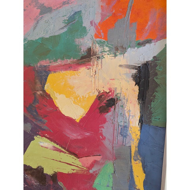 Mid-Century Abstract Oil Painting For Sale - Image 4 of 6