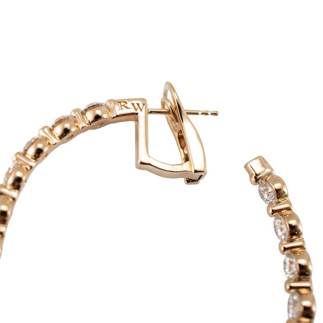 Ladies 14k Rose Gold 10.08ctw Lab Grown Diamond Inside Out Oval Hoop Earrings, Pair For Sale In Houston - Image 6 of 8