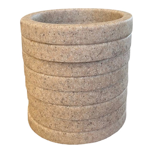 Vintage Mid Century Modern Postmodern Stone Granite Planter For Sale