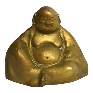 Late 20th Century Brass Happy Buddha Modern Take For Sale