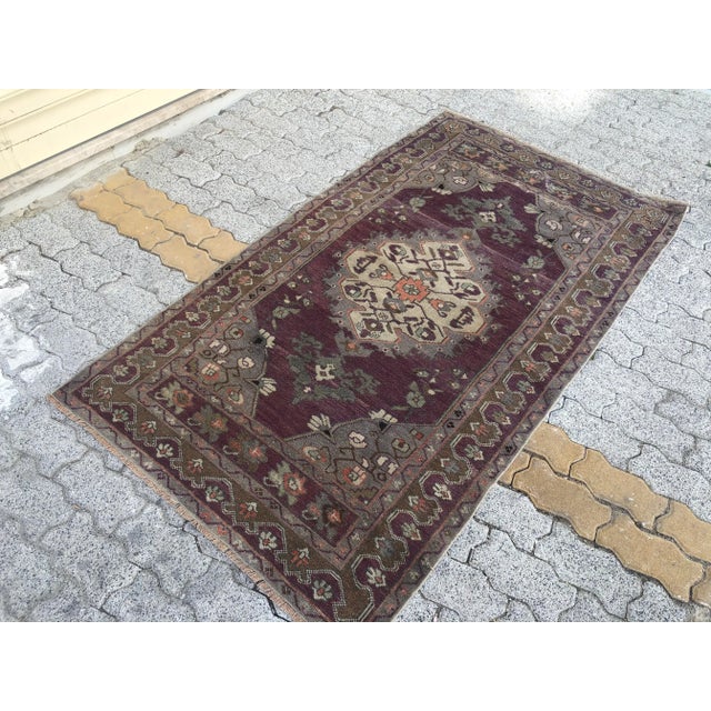 1960s Small Handmade Decorative Wool Rug For Sale - Image 5 of 11