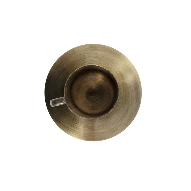 2020s Italo Short Antique Brass Candle Holder with Handle For Sale - Image 5 of 11