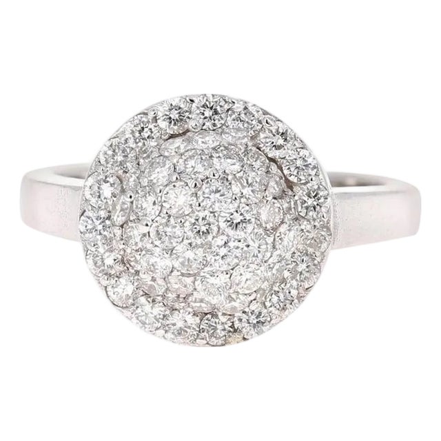 1.18 Carat Diamond 14 Karat White Gold Cocktail Ring, Size 6.75 For Sale