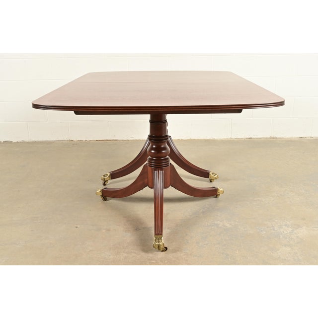 Henredon Georgian Banded Mahogany Double Pedestal Extension Dining Table, Newly Refinished For Sale - Image 14 of 16