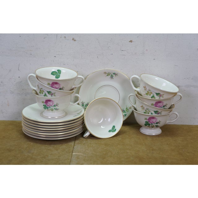 1930s 1930s Pickard Ravenswood Maria 237 Rose Swag Dinnerware China Set - 58 pcs For Sale - Image 5 of 17