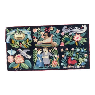 Vintage Claire Murray Hand Hooked Rug Textile Art For Sale