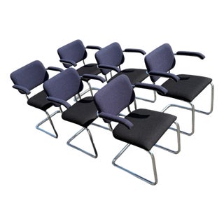 2019 Marcel Breuer for Knoll Cesca Upholstered Dining Chairs Set of 6 For Sale