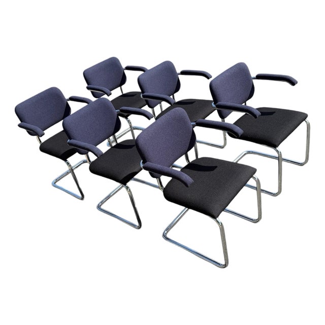 2019 Marcel Breuer for Knoll Cesca Upholstered Dining Chairs Set of 6 For Sale