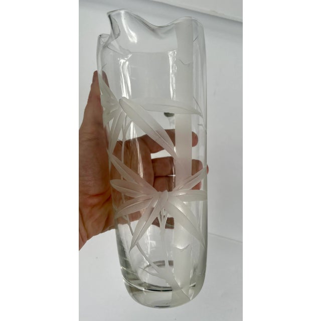 A perfect bar size pitcher for any vintage Florida or palm beach regency lovers. Made of blown glass and has vertical...