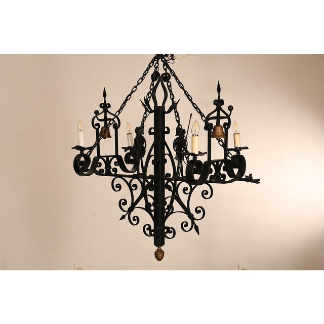 Quality Hand Forged Spanish Revival Wrought Iron Chandelier For Sale - Image 12 of 18