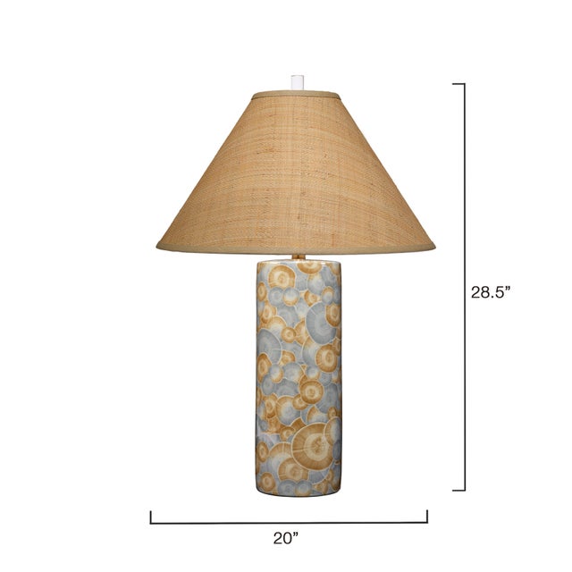 Transitional Jamie Young Serene Ceramic Table Lamp with Raffia Shade For Sale - Image 3 of 4