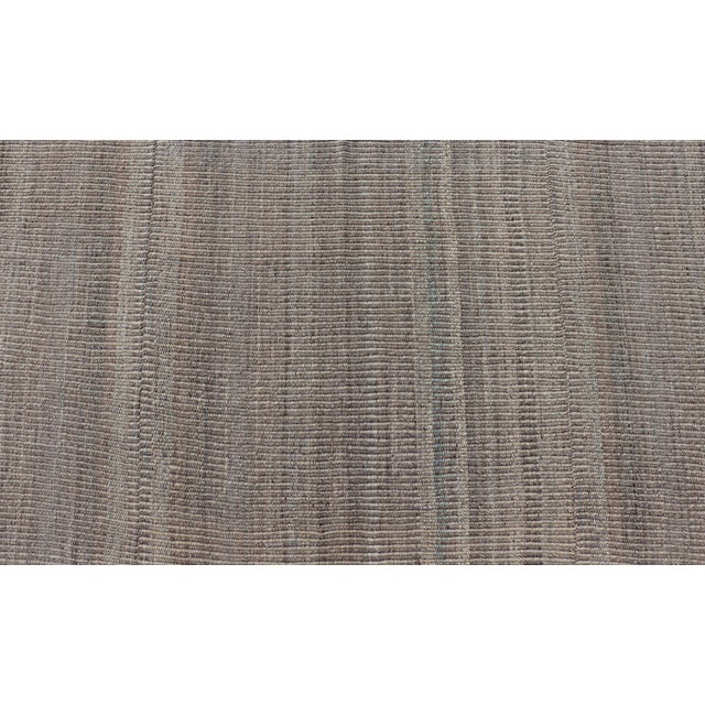 Handwoven Textured Kilim Rug in Soft Gray and Light Blue Tones 9'3 X 12'4 For Sale - Image 4 of 10