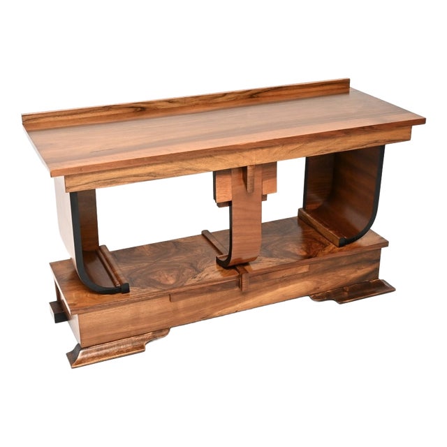 Art Deco Figured Walnut Console Table, 1930 For Sale