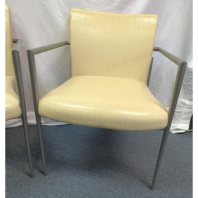 Hickory Business Furniture Faux Croc and Metal Office Chairs - A Pair For Sale In West Palm - Image 6 of 18