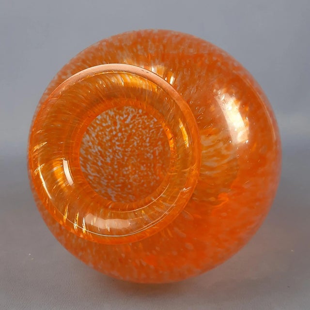 Transparent Orange Spotted Murano Glass Vase, 1970s For Sale - Image 6 of 11