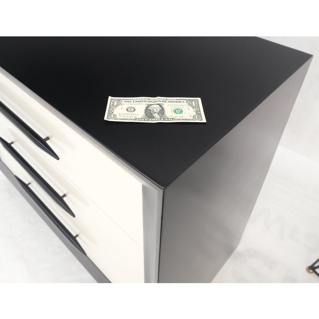 Pair of Black & White James Mont Style Bachelor 3 Drawer Chests Mid Century MINT For Sale - Image 11 of 15