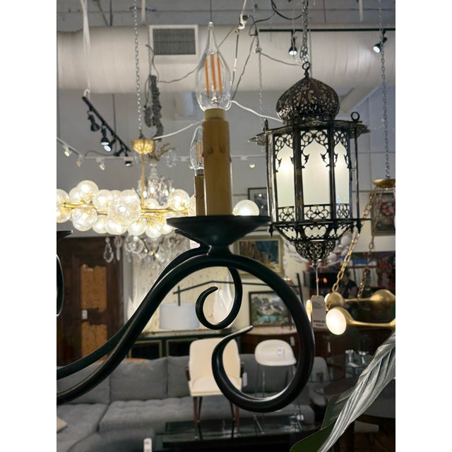 Scrolling Iron Chandelier For Sale - Image 9 of 12