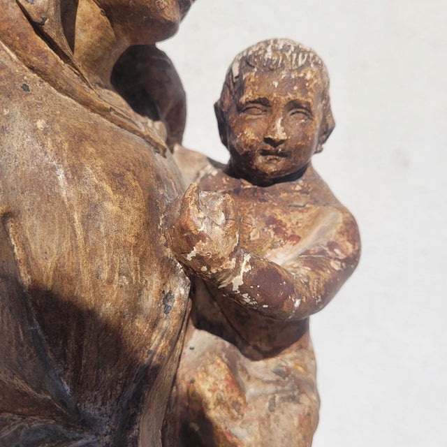 Virgin and Child, 1800s, Limestone For Sale - Image 15 of 18