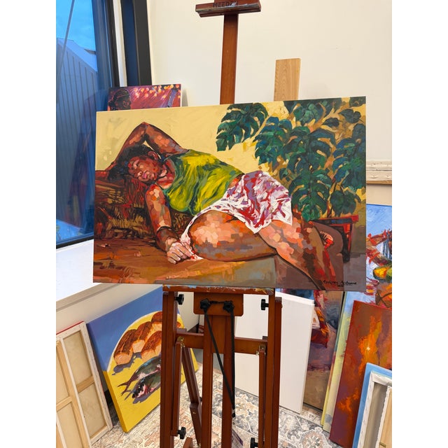 2020s A Soft Surrender , Acrylic Painting by Godfrey Afebuame (2026) , 21st Century, Contemporary Art, Figurative Portrait, Africa Women, Impressionism. For Sale - Image 5 of 8