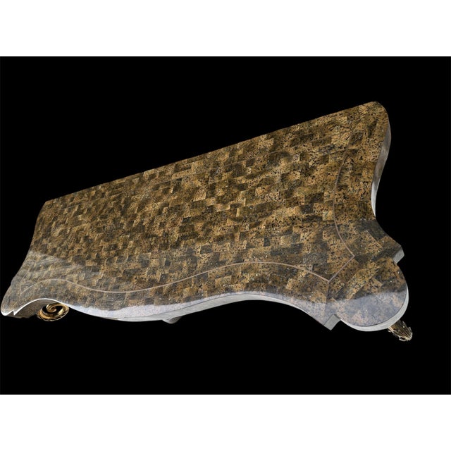 Vintage Henredon Tessellated Stone Console With Sculptural Gold-Tone Scrollwork For Sale - Image 14 of 18